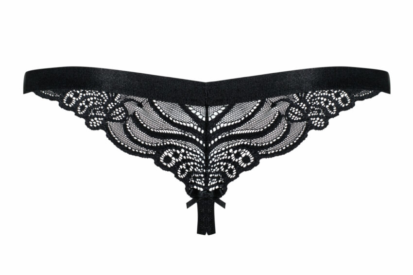 828 Crotchless Naughty Lace Thong Obsessive Lingerie Le Baar à Nylon